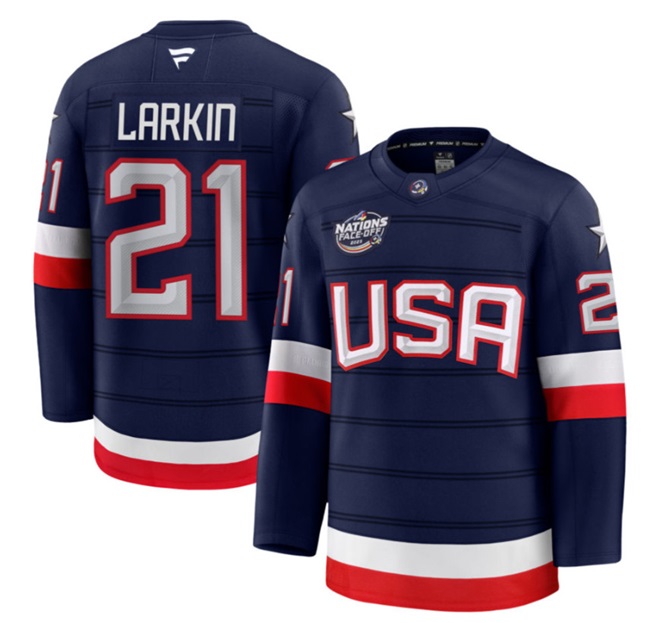 USA #21 Dylan Larkin Navy 2025 4 Nations Face-Off Stitched Jersey - Zenithce