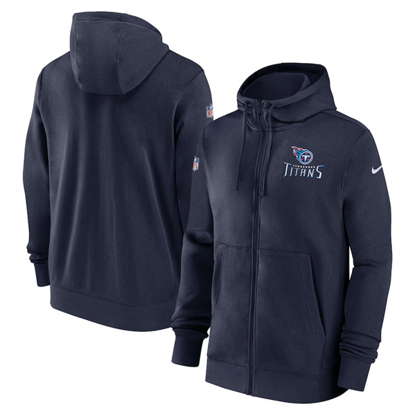 Tennessee Titans Navy Sideline Club Performance Full-Zip Hoodie - Zenithce