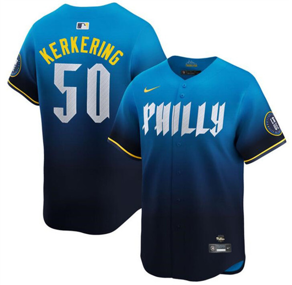 Philadelphia Phillies #50 Orion Kerkering Blue 2024 City Connect Limited Stitched Jersey - Zenithce