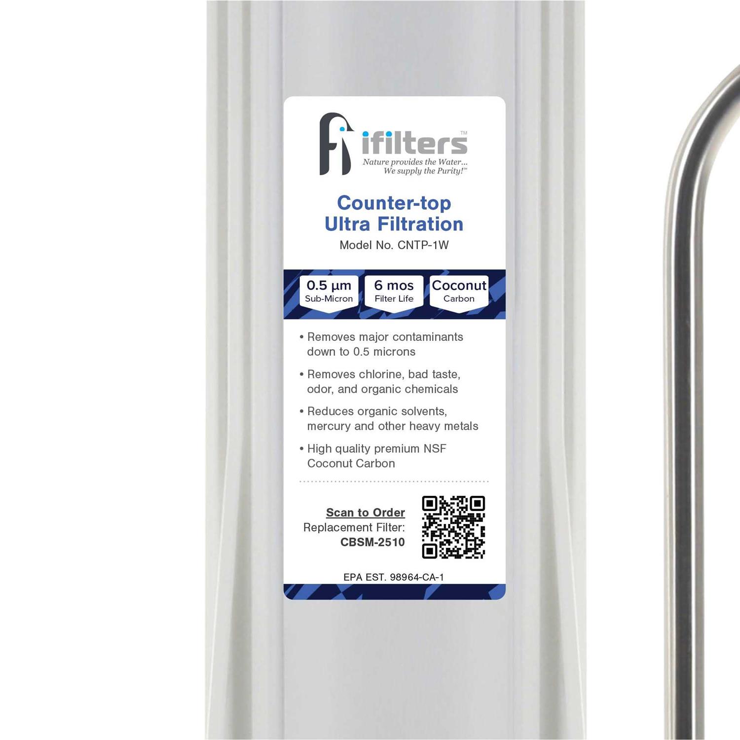 iFilters Countertop Ultra Drinking Water Filter for VOCs Cysts Pesticides Herbicides Chlorine Taste & Odor - Zenithce