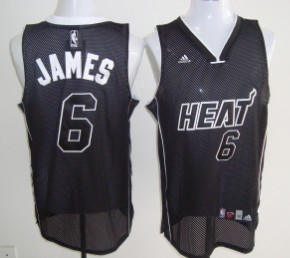 Miami Heat #6 LeBron James All Black With White Swingman Jersey - Zenithce