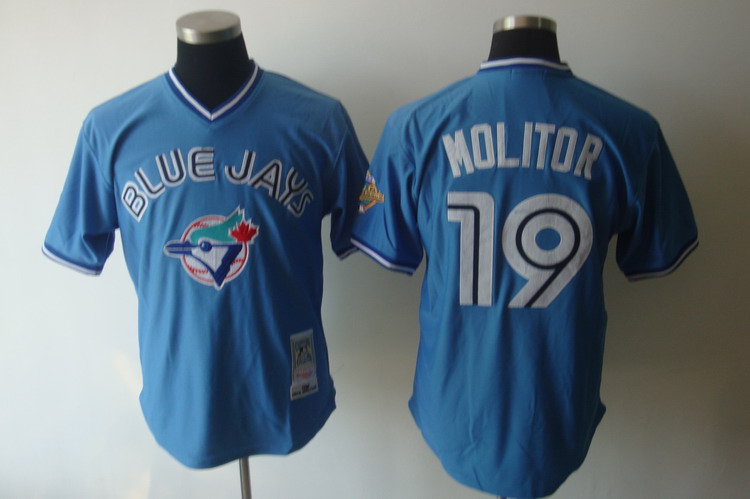 Mitchell And Ness Blue Jays #19 Paul Molitor Blue Stitched Jersey - Zenithce
