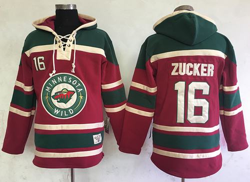Wild #16 Jason Zucker Red Sawyer Hooded Sweatshirt Stitched Jersey - Zenithce