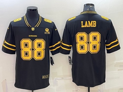 Dallas Cowboys #88 CeeDee Lamb Black Gold Edition With 1960 Patch Limited Stitched Jersey - Zenithce
