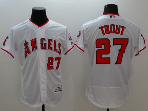 Angels Of Anaheim #27 Mike Trout White Flexbase Authentic Collection Stitched Jersey - Zenithce
