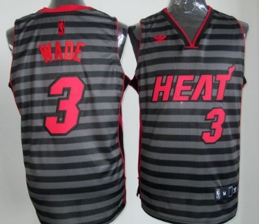 Miami Heat #3 Dwyane Wade Gray With Black Pinstripe Jersey - Zenithce