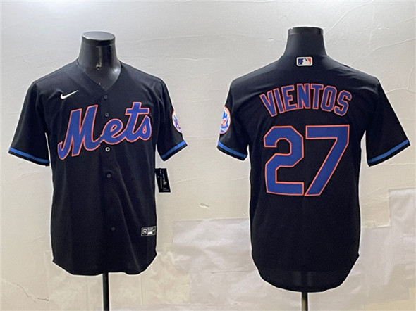 New York Mets #27 Mark Vientos Black Cool Base Stitched Jersey - Zenithce