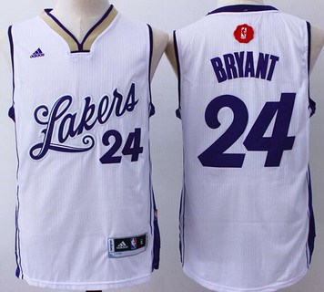 Los Angeles Lakers #24 Kobe Bryant Revolution 30 Swingman 2015 Christmas Day White Jersey - Zenithce