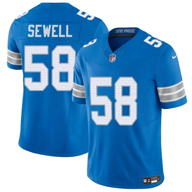 Detroit Lions #58 Penei Sewell Blue 2025 F.U.S.E. Vapor Limited Stitched Game Jersey - Zenithce
