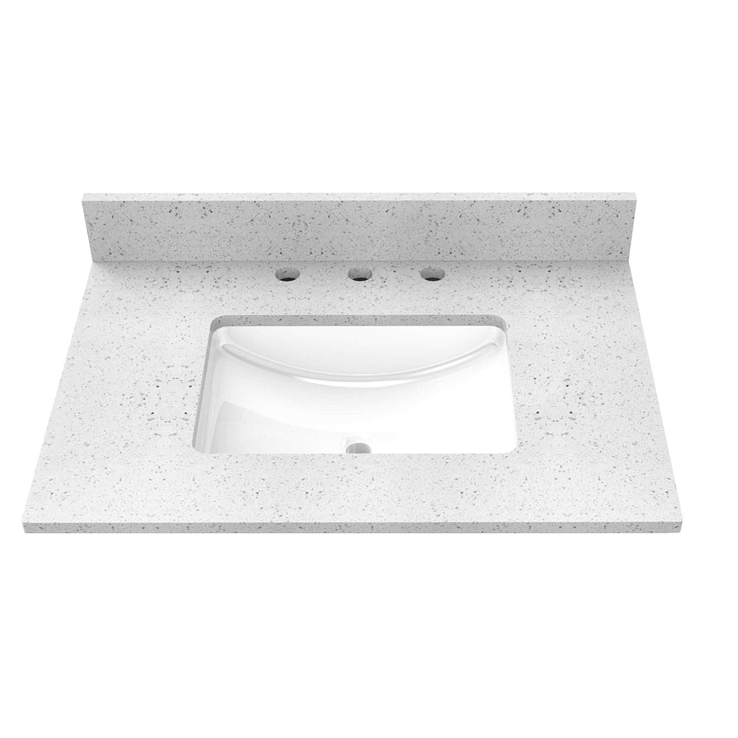 Winette 31 White Undermount Single Sink 3-Hole Bathroom Vanity Top Marble WVT - Zenithce