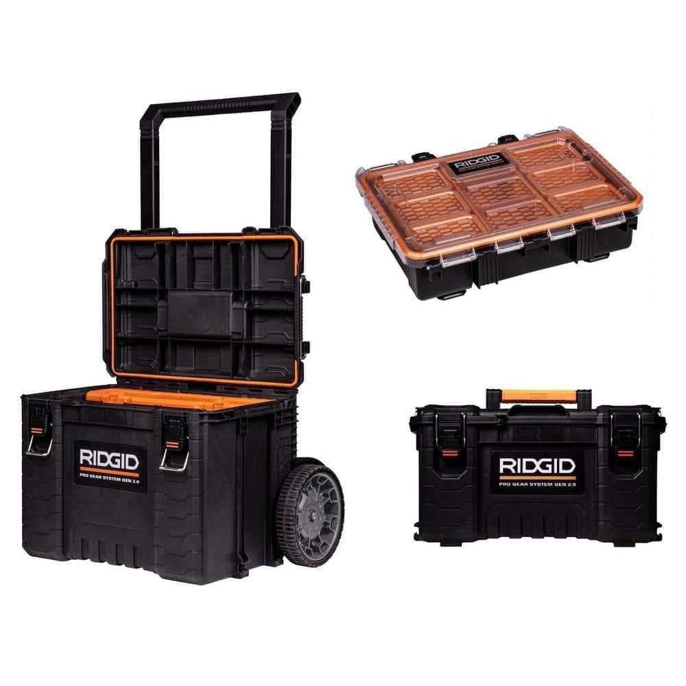 RIDGID 2.0 Pro Gear System 25 in. All Terrain Rolling Tool Cart - Zenithce