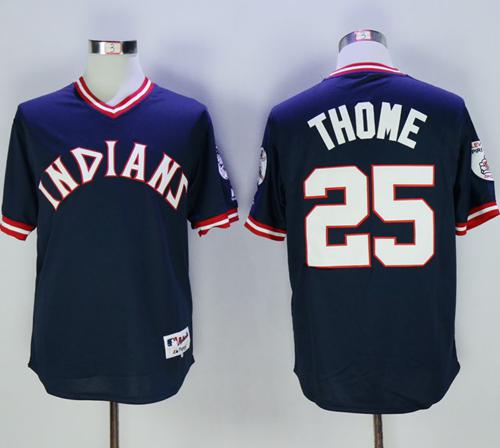 Indians #25 Jim Thome Navy Blue 1976 Turn Back The Clock Stitched Jersey - Zenithce