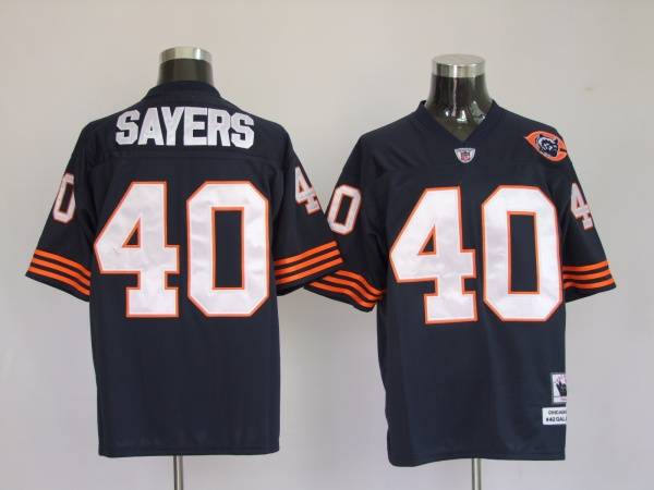 Mitchell Ness Bears #40 Gale Sayers Blue With Big Number Bear Patch Stitched Throwback Jersey - Zenithce