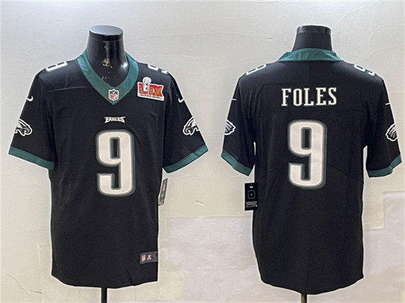 Philadelphia Eagles #9 Nick Foles Black 2025 Super Bowl LIX Patch Vapor Untouchable Limited Stitched Jersey - Zenithce