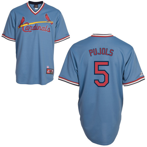 Cardinals #5 Albert Pujols Blue Cooperstown Throwback Stitched Jersey - Zenithce
