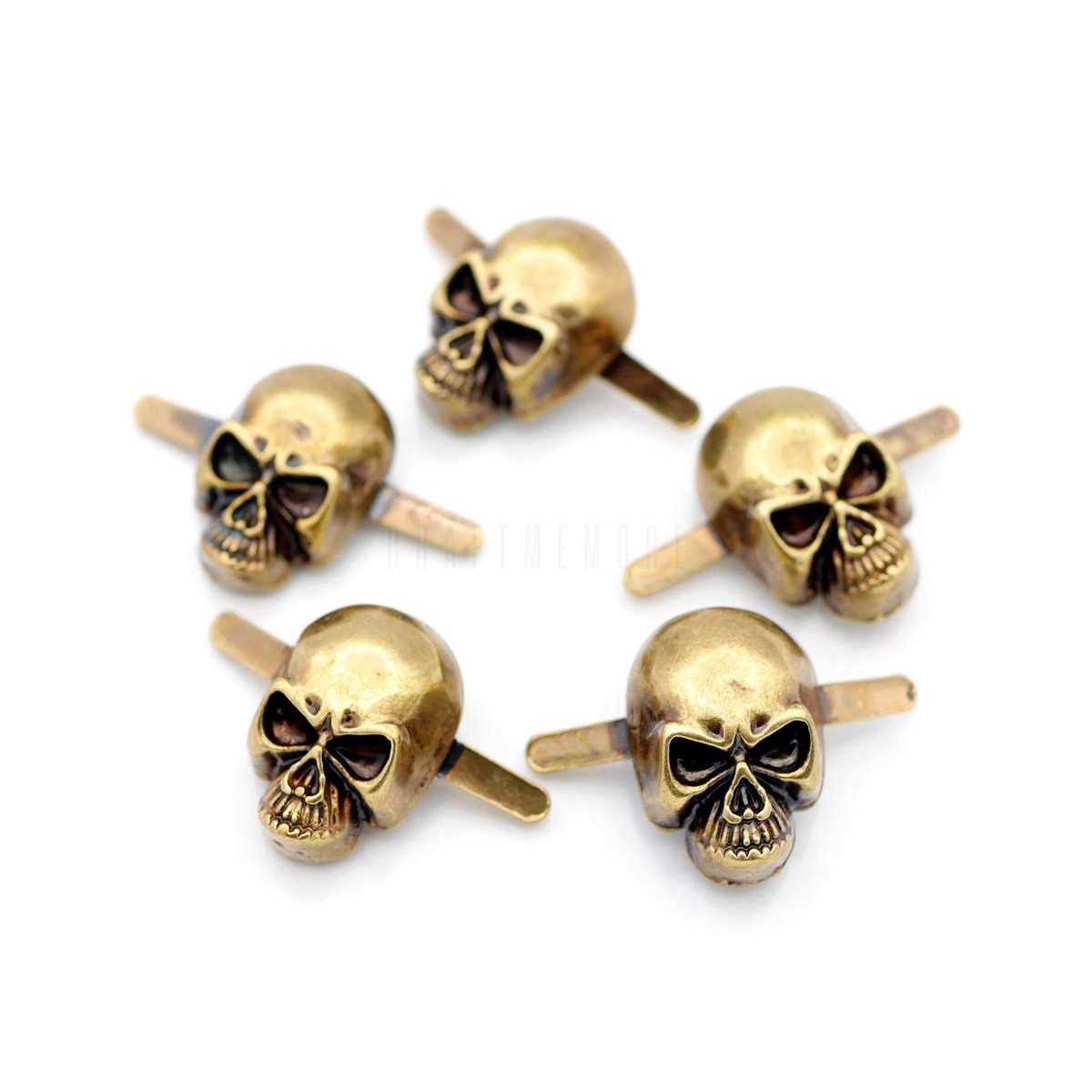 Craftmemore Skull Prong Stud Head Bone Gothic Style Ghost Studs Leather Craft Decorations Pack of 10 - Zenithce