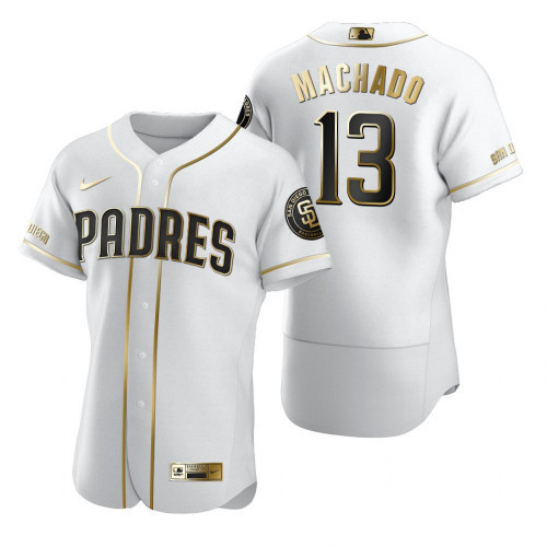 San Diego Padres #13 Manny Machado 2020 White Golden Stitched Jersey - Zenithce