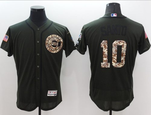 Cubs #10 Ron Santo Green Flexbase Authentic Collection Salute To Service Stitched Jersey - Zenithce