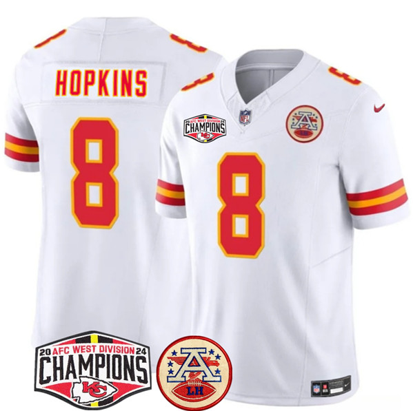 Kansas City Chiefs #8 DeAndre Hopkins White F.U.S.E. 2024 AFC West Division Champions Vapor Limited Stitched Jersey - Zenithce