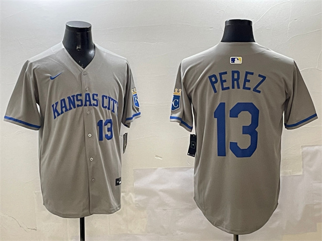 Kansas City Royals #13 Salvador Perez Gray 2024 Away Limited Stitched Jersey - Zenithce
