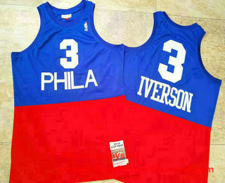 Philadelphia 76ers #3 Allen Iverson 2003-04 Blue Red Hardwood Classics Soul AU Jersey - Zenithce