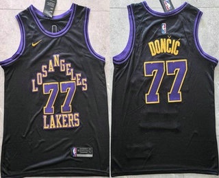Los Angeles Lakers #77 Luka Doncic Black 2025 City Swingman Jersey - Zenithce
