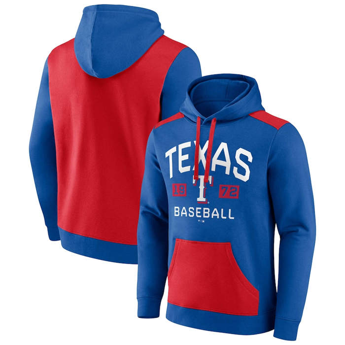Texas Rangers Royal Red Chip In Pullover Hoodie - Zenithce