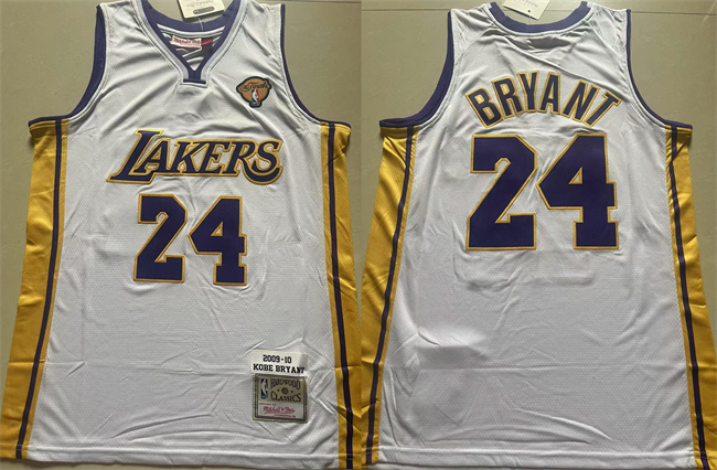 Los Angeles Lakers #24 Kobe Bryant White 2009-10 Stitched Throwback Jersey - Zenithce
