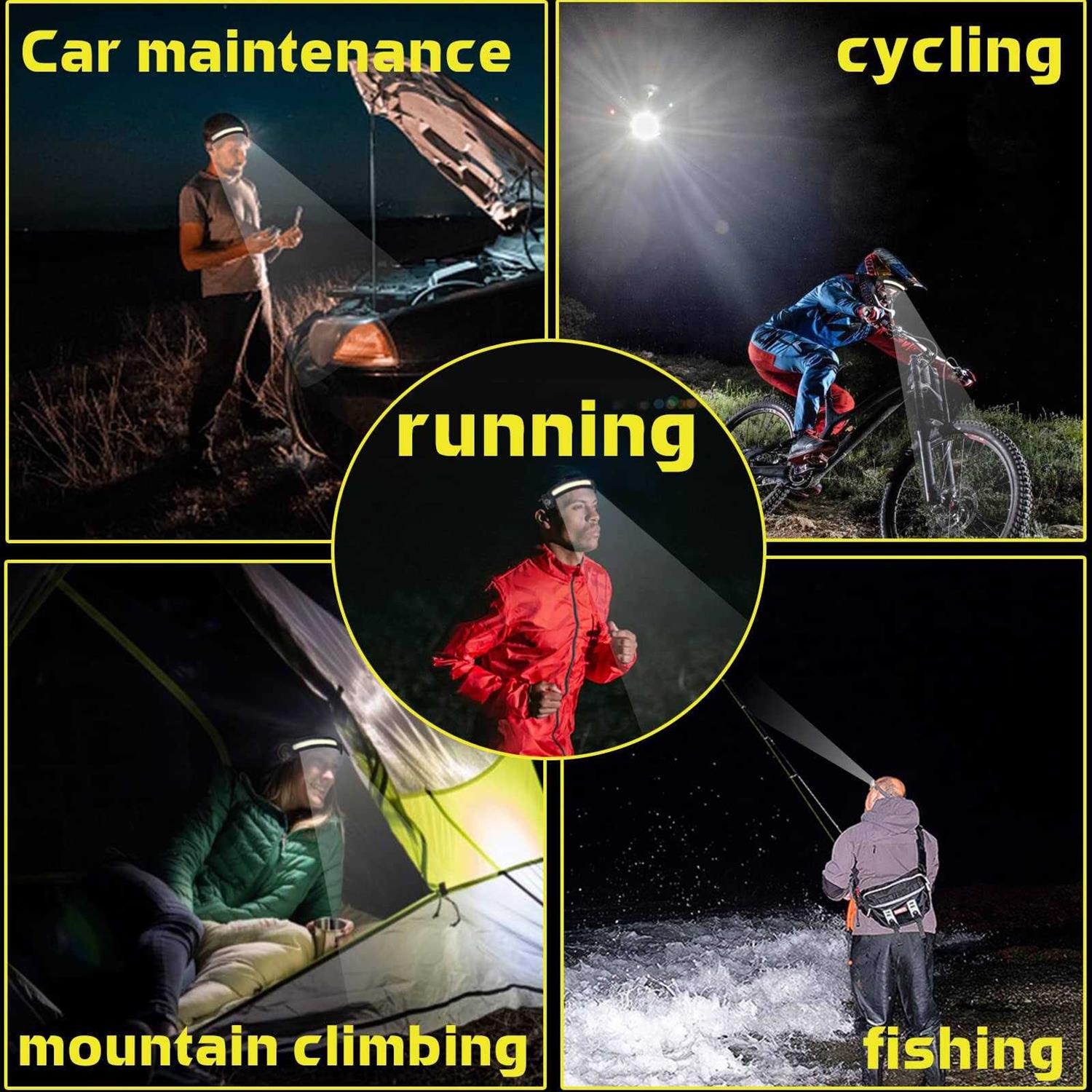 LED Headlamp Rechargeable Flashlight 2-Pack 230 Wide Beam Headlight with Motion Sensor - Zenithce