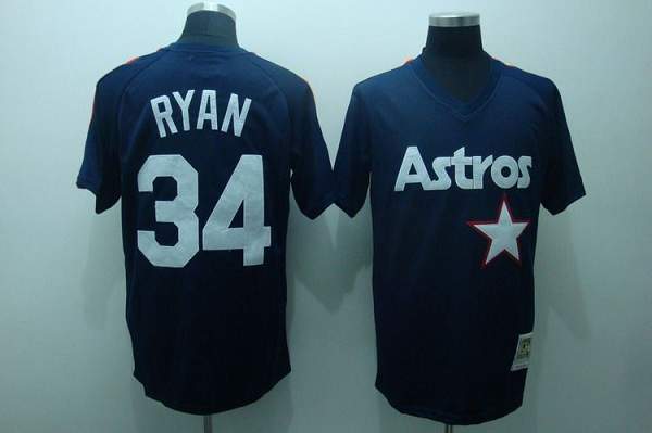 Mitchell And Ness Astros #34 Nolan Ryan Stitched Blue Throwback Jersey - Zenithce