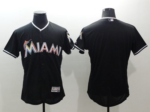 Marlins Blank Black Flexbase Authentic Collection Stitched Jersey - Zenithce