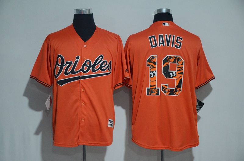 Baltimore Orioles #19 Chris Davis Orange Team Logo Print Cool Base Stitched Jersey - Zenithce