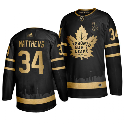 Toronto Maple Leafs #34 Auston Matthews Black Golden City Edition Stitched Jersey - Zenithce
