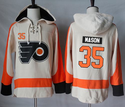 Flyers #35 Steve Mason Cream Sawyer Hooded Sweatshirt Stitched Jersey - Zenithce