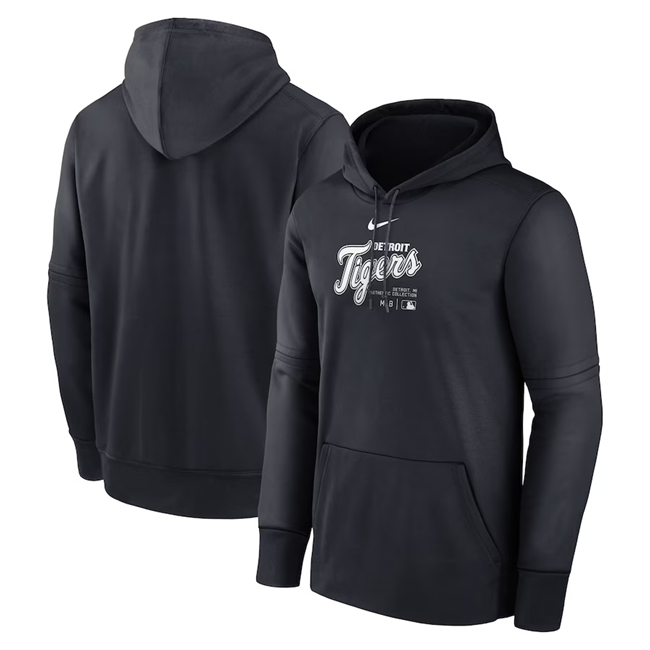 Detroit Tigers Black Collection Practice Performance Pullover Hoodie - Zenithce
