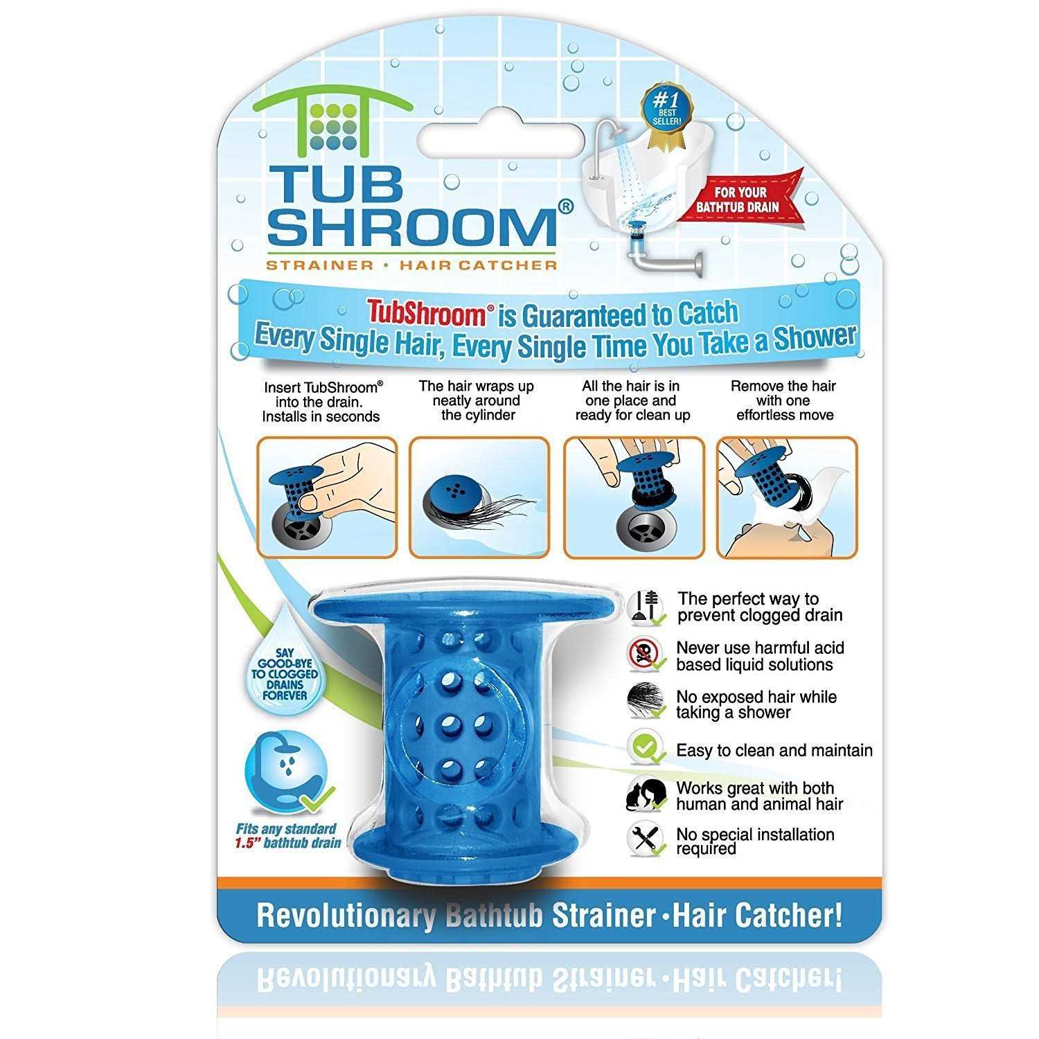 Tubshroom Tub Hair Catcher Drain Protector - Zenithce