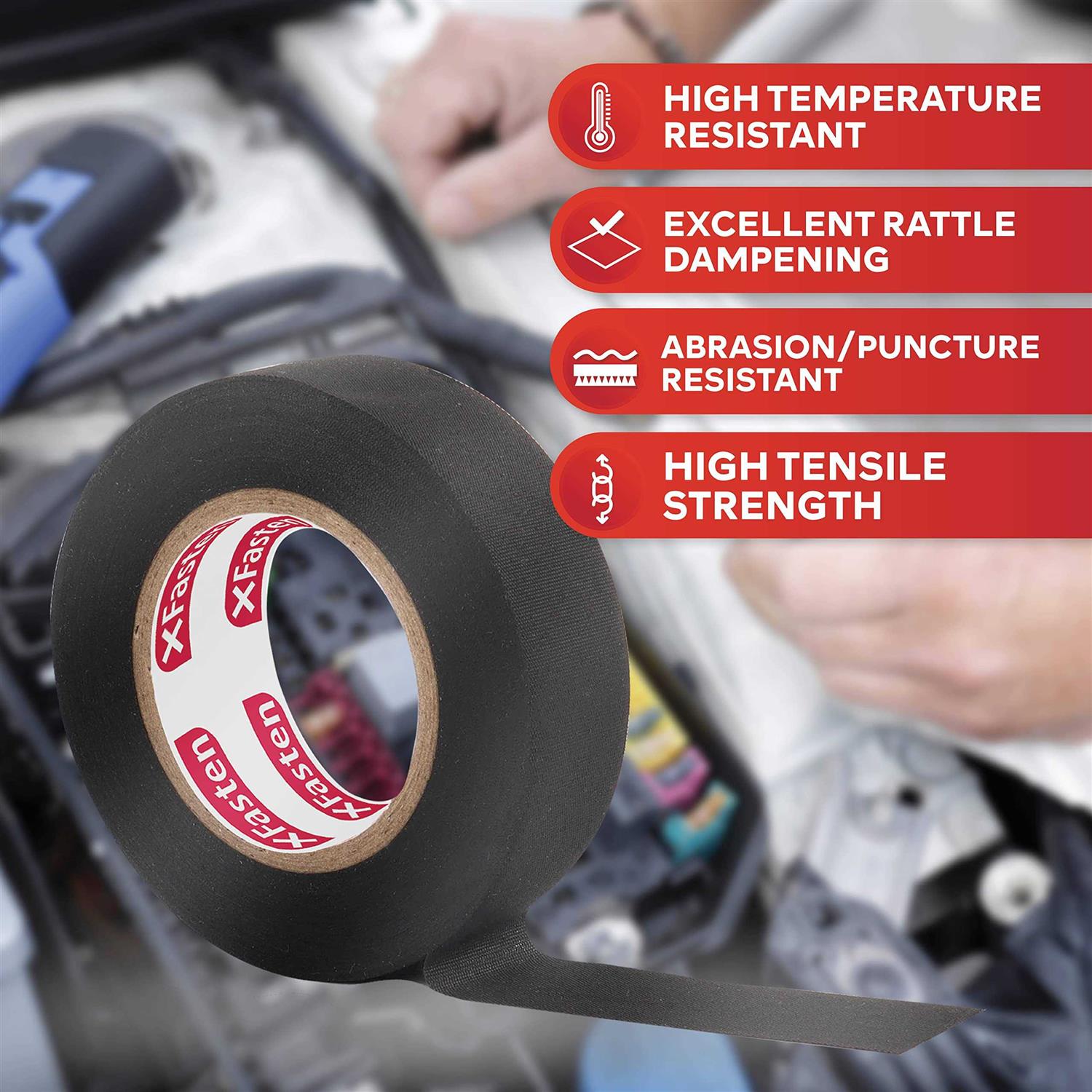 Xfasten Wire Harness Tape 3/4-inch High Temp Loom Harness Cloth Tape - Zenithce