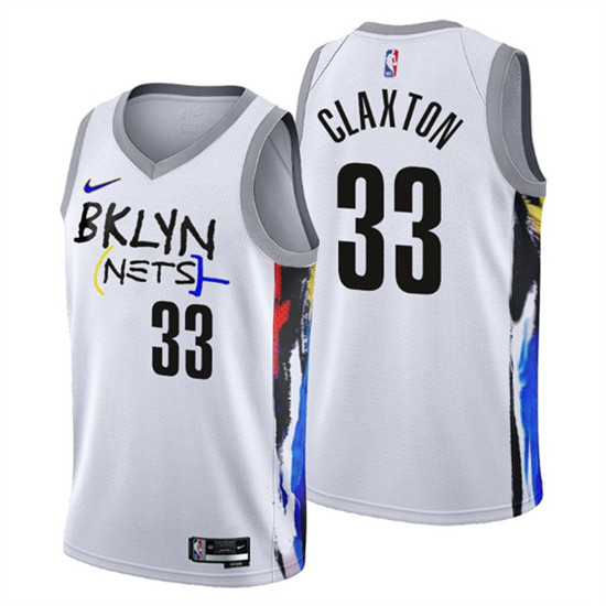 Brooklyn Nets #33 Nicolas Claxton 2022-23 White City Edition Stitched Jersey - Zenithce