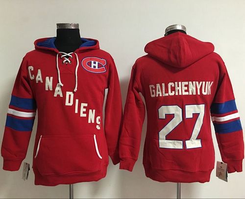 Montreal Canadiens #27 Alex Galchenyuk Red Women's Old Time Heidi NHL Hoodie - Zenithce