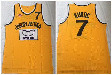 Jugoplastika Yugoslavia Croatia 7 Toni Kukoc Yellow Movie Stitched Jersey - Zenithce