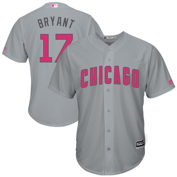 Chicago Cubs #17 Kris Bryant Majestic Gray Mother's Day Cool Base Stitched Jersey - Zenithce