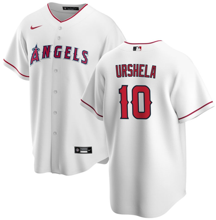 Los Angeles Angels #10 Gio Urshela White Cool Base Stitched Jersey - Zenithce