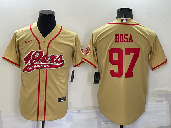 San Francisco 49ers #97 Nick Bosa Gold Cool Base Stitched Baseball Jersey - Zenithce