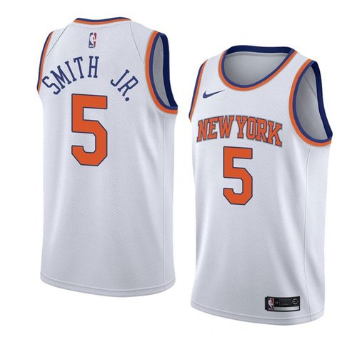Knicks #5 Dennis Smith Jr. White Swingman Association Edition Jersey - Zenithce
