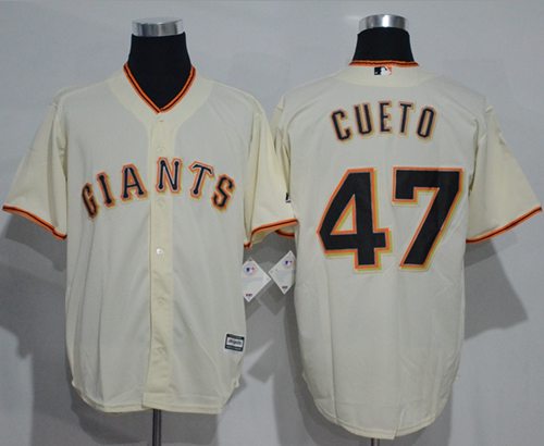 Giants #47 Johnny Cueto Cream New Cool Base Stitched Jersey - Zenithce