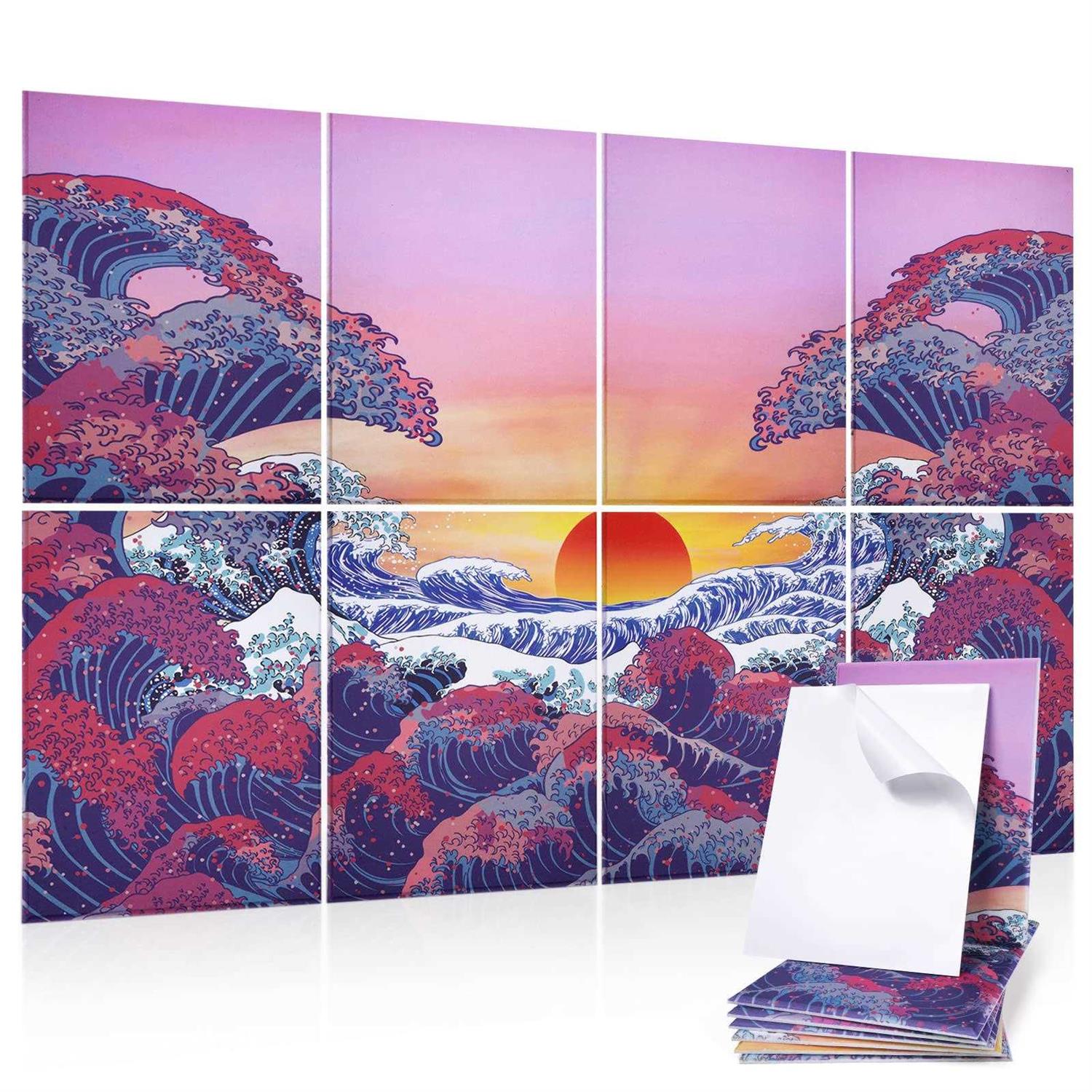 Tutmyrea Art Acoustic Panels 48 x 32 Self-adhesive Sound Proofing Padding 8 Pack Acoustical Soundproof Wall Panels - Zenithce