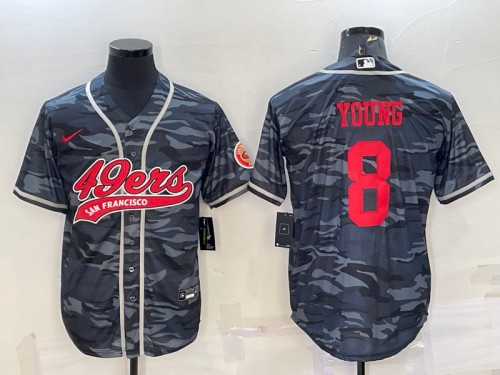 San Francisco 49ers #8 Steve Young Grey Red Camo With Patch Cool Base Stitched Jersey - Zenithce