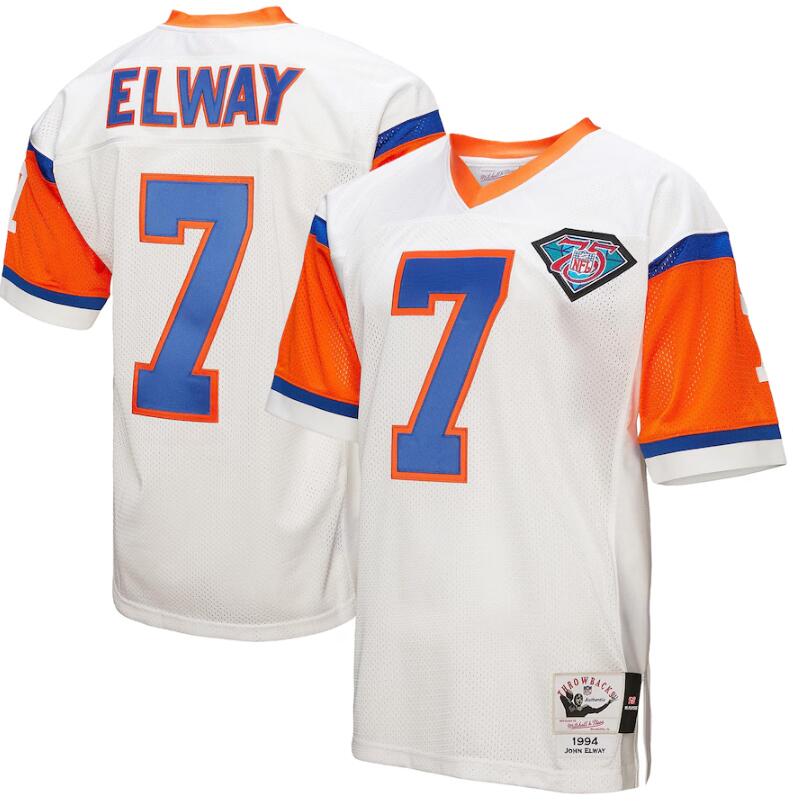 Denver Broncos #7 John Elway 1994 Mitchell Ness White Throwback Retired Stitched Jersey - Zenithce