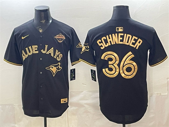 Toronto Blue Jays #36 Davis Schneider Black Gold 2025 American League Champions Limited Stitched Jersey - Zenithce