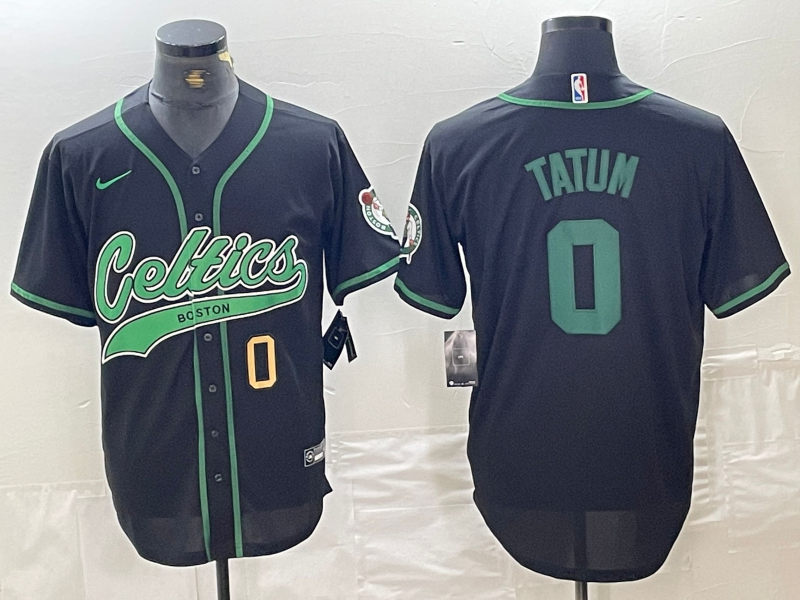 Boston Celtics #0 Jayson Tatum Number Black Cool Base Stitched Baseball Jersey - Zenithce